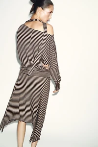 ASYMMETRIC STRIPED SKIRT