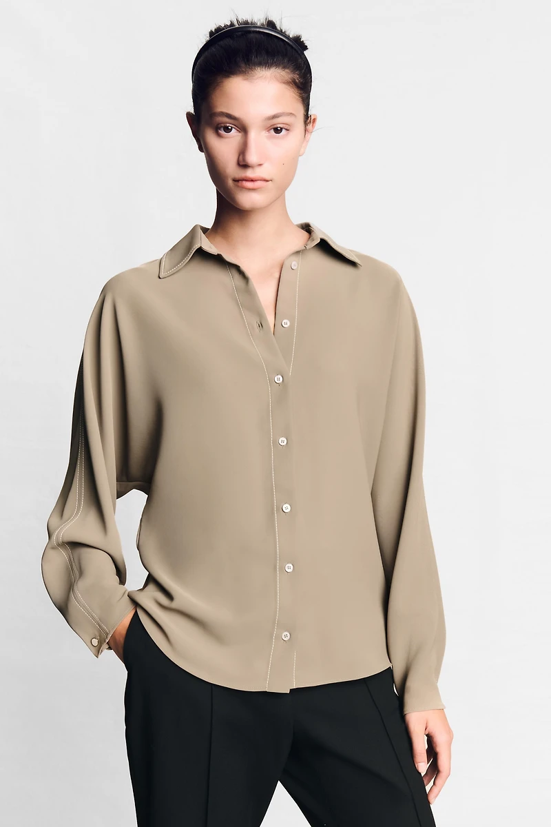 CONTRAST TOPSTITCHING SHIRT