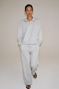 BUTTONED FLEECE SWEATSHIRT