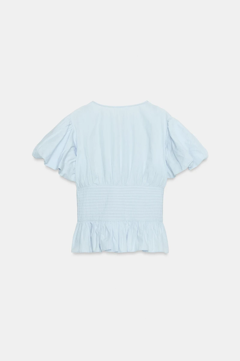PUFF SLEEVE PINTUCK BLOUSE