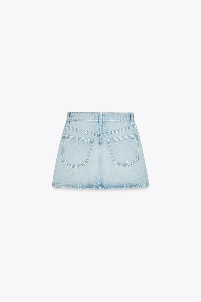 RIPPED TRF DENIM SKIRT