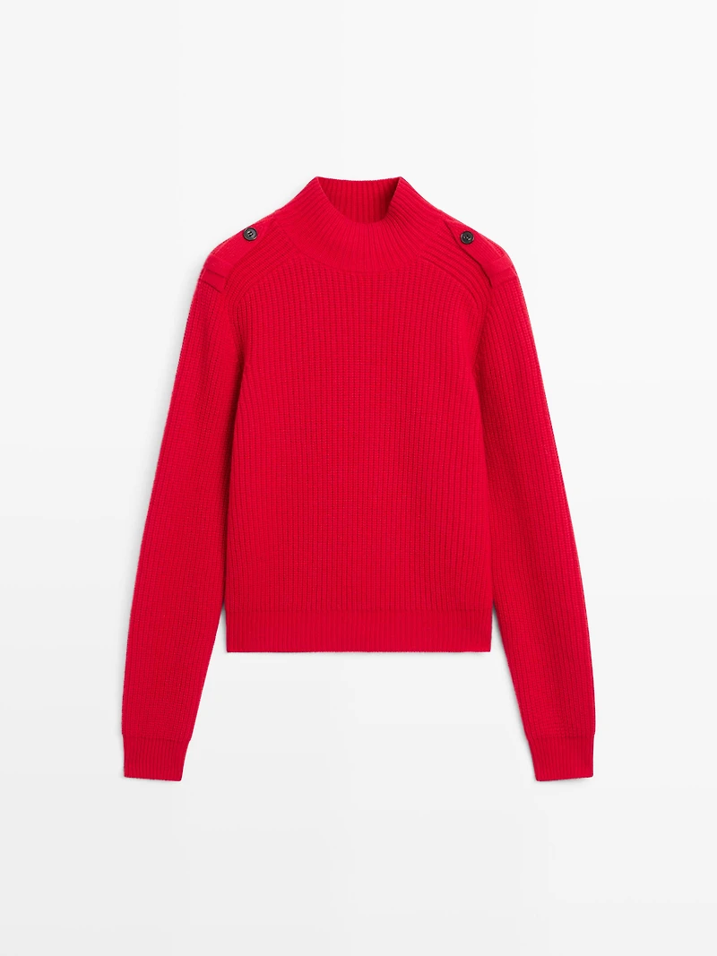 Pull épaule fantaisie en laine mélangée