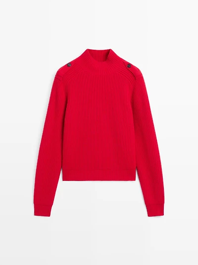 Wool blend sweater with shoulder detail
