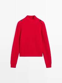 Pull épaule fantaisie en laine mélangée