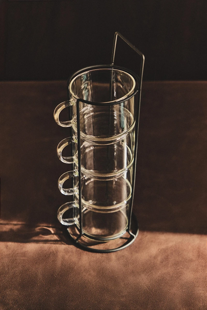 BOROSILICATE GLASS CUP TOWER (SET OF 4)