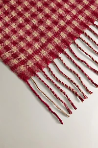 CHECK BLANKET WITH FRINGING