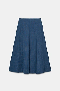 JUPE MI-LONGUE À CARREAUX PLISSÉE