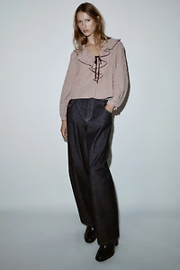 RUFFLED GINGHAM BLOUSE