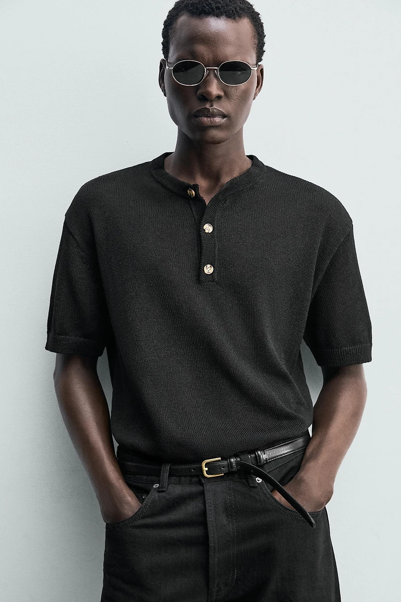 KNIT HENLEY SHIRT