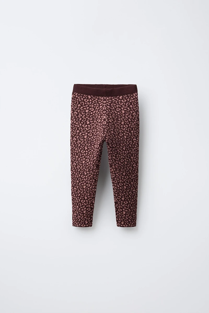 KNIT ANIMAL PRINT LEGGINGS