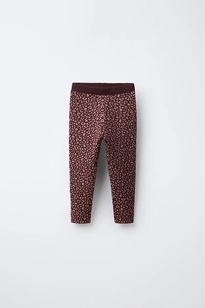 KNIT ANIMAL PRINT LEGGINGS