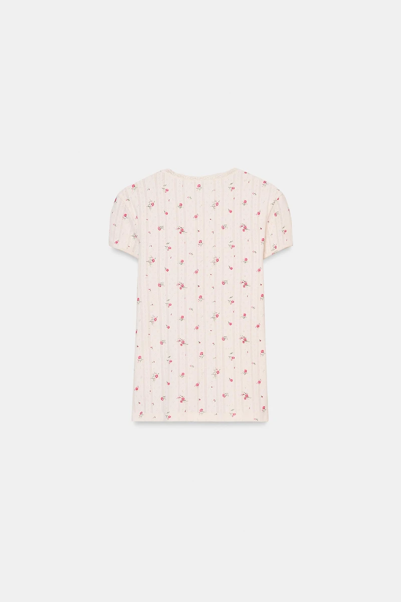 POINTELLE FLORAL T-SHIRT