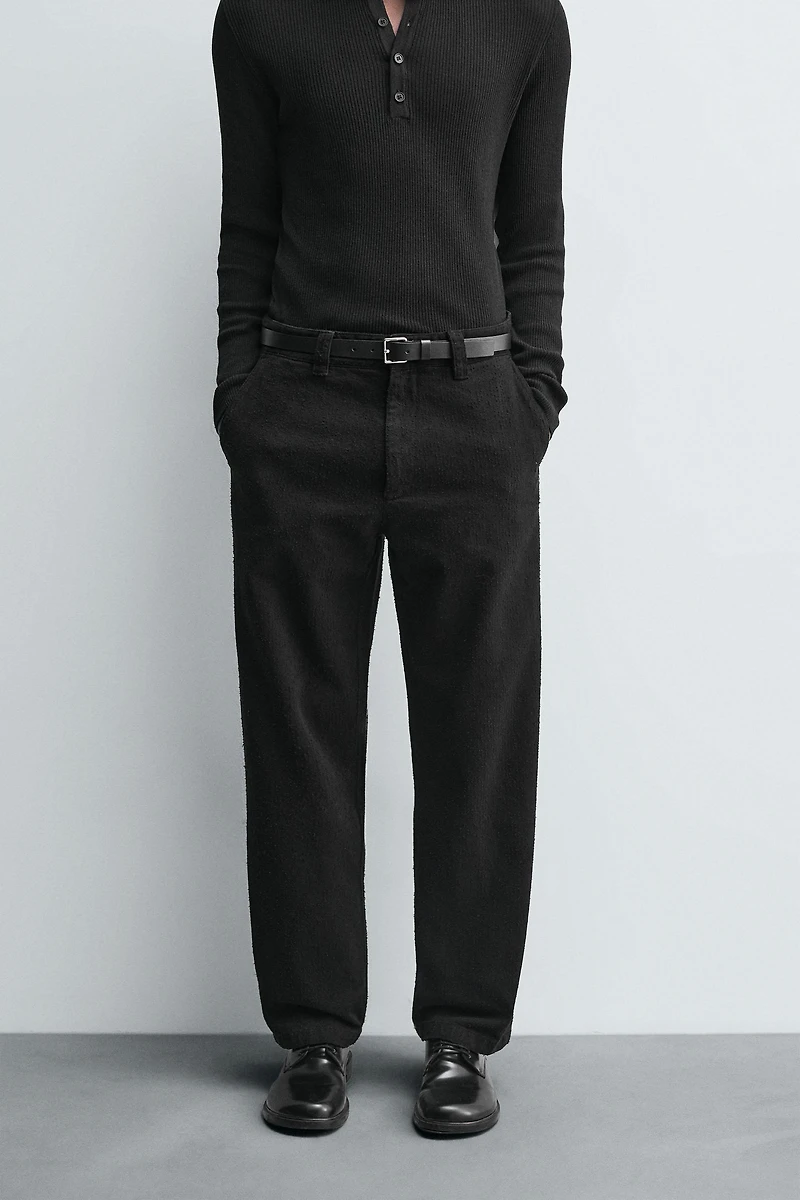 TEXTURED STRAIGHT FIT PANTS