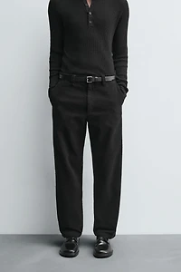 TEXTURED STRAIGHT FIT PANTS