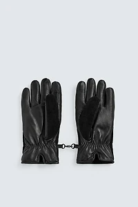 LEATHER AND CORDUROY COMBINATION GLOVES