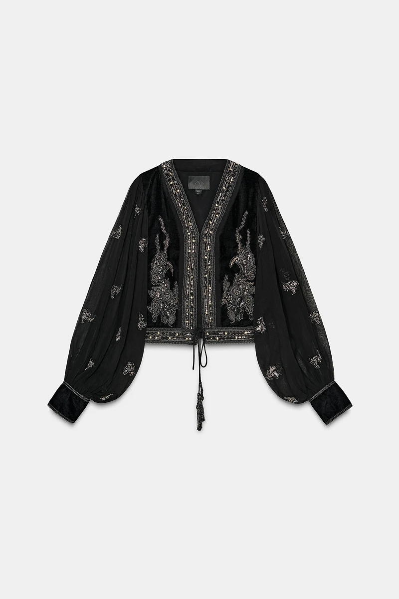ZW COLLECTION LIMITED EDITION EMBROIDERED CROPPED JACKET