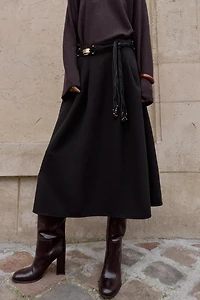 CREPE CAPE MIDI SKIRT