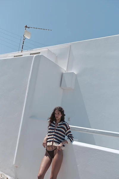OPEN-KNIT STRIPED JACKET