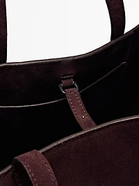 Half icon split suede bag