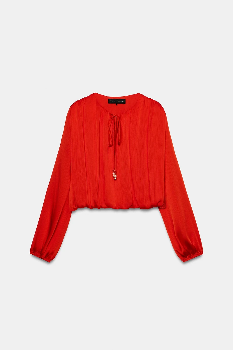 SATIN EFFECT BALLOON BLOUSE