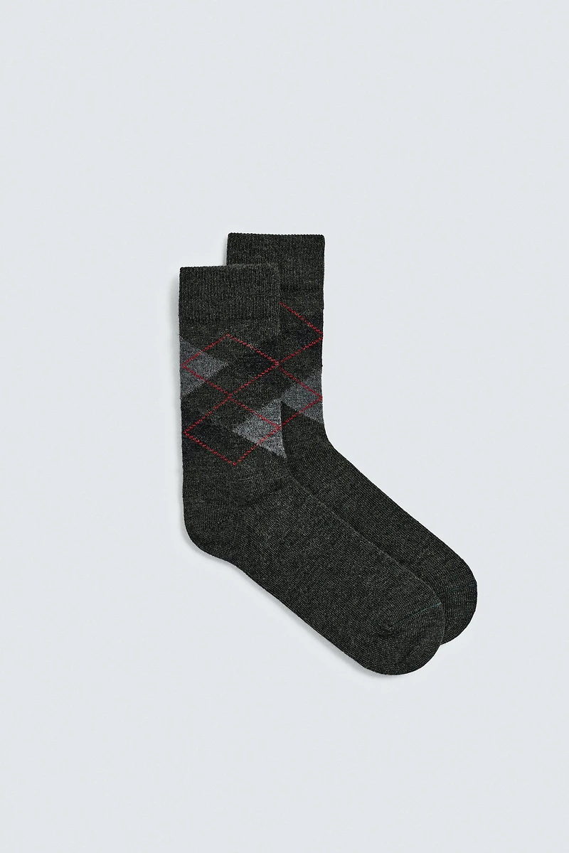ARGYLE SOCKS WITH WOOL