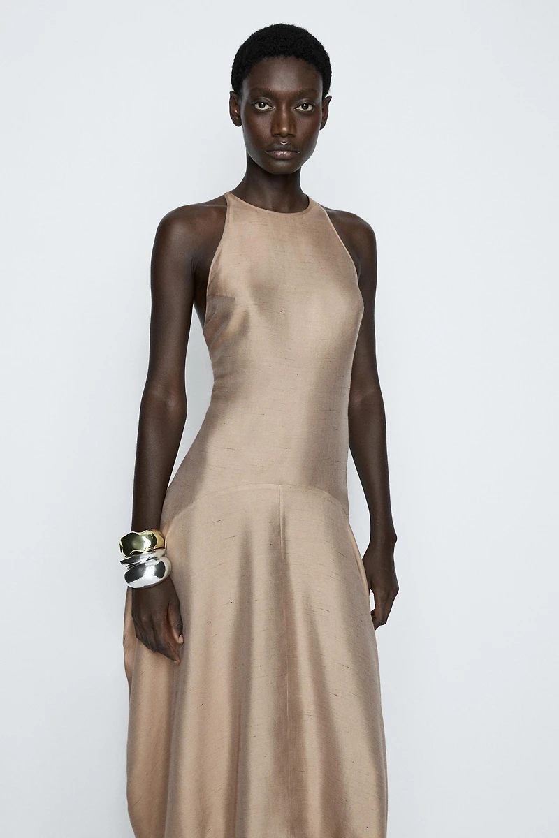 Satin halter flowing dress - STUDIO