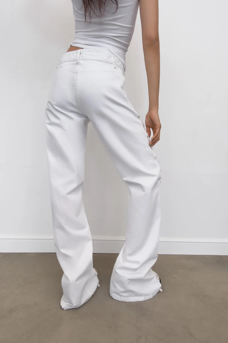 TRF MID RISE STRAIGHT LEG LACE-UP JEANS