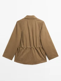 Cotton blend fitted-waist trench coat