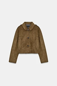 CROPPED FAUX SUEDE JACKET