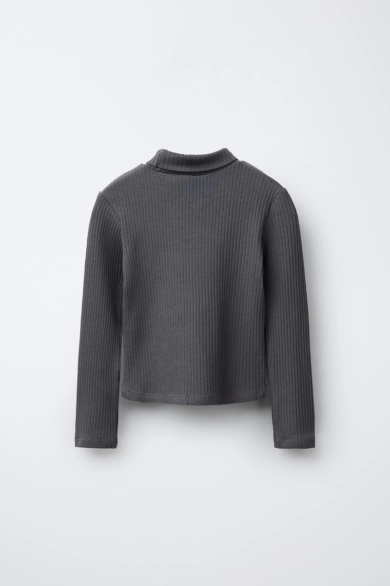 RIBBED TURTLENECK T-SHIRT WITH STUDS