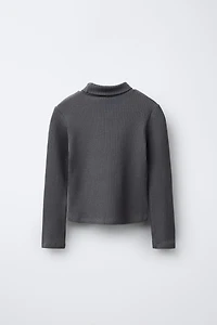 RIBBED TURTLENECK T-SHIRT WITH STUDS