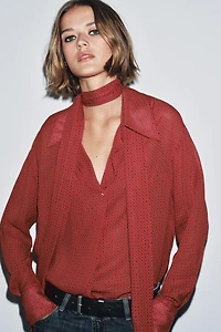 PRINTED BLOUSE WITH TIES ZW COLLECTION