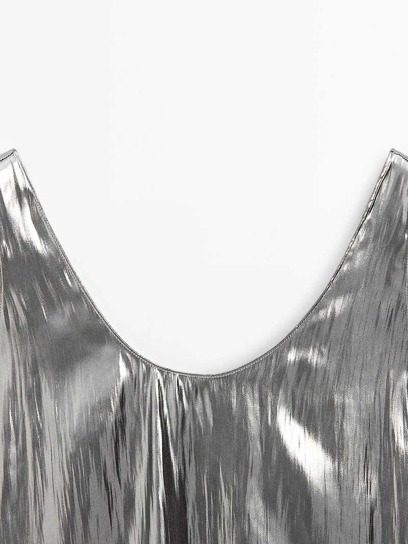Flowing metallic strappy top