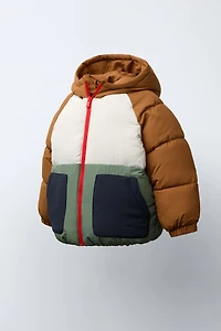 COLOR BLOCK WATER REPELLENT PUFFER JACKET