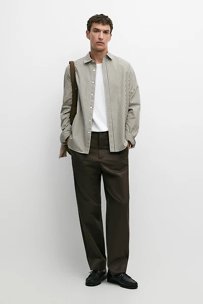 Regular fit striped poplin shirt