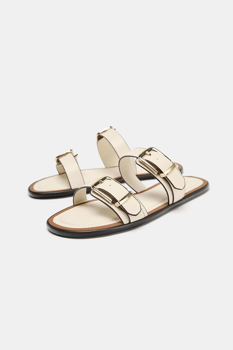 DOUBLE STRAP BUCKLE SANDALS