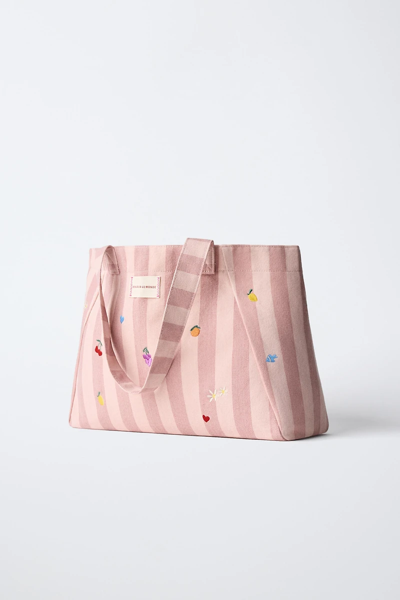 STRIPED FRUIT TOTE BAG