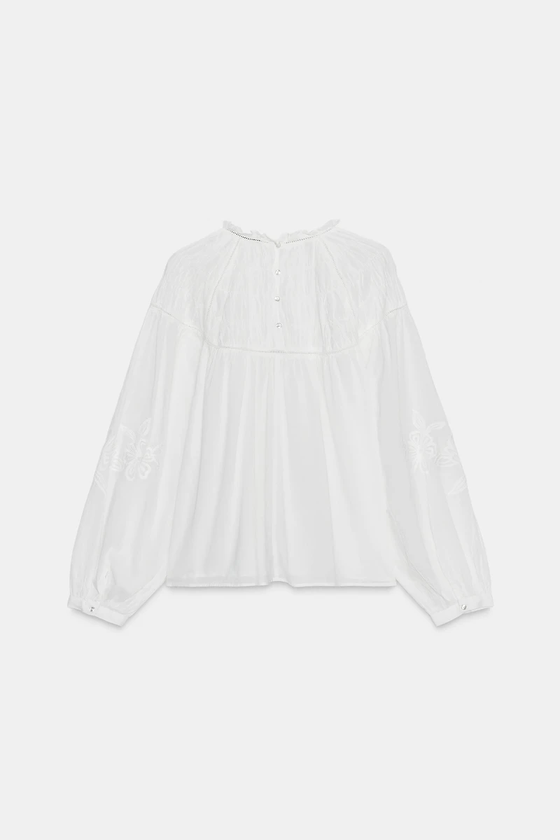 CHEMISE ROMANTIQUE NID D'ABEILLE