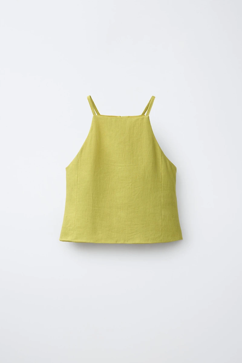 100% LINEN HALTER TOP