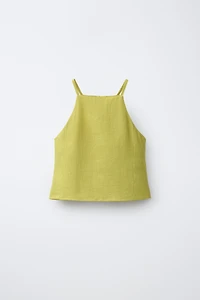 100% LINEN HALTER TOP
