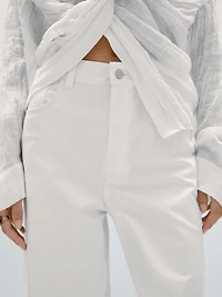 Pantalon straight cropped en coton mélangé