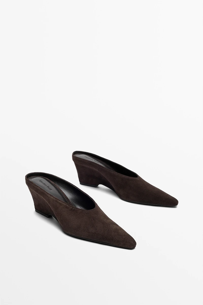 Leather slingback heel shoe