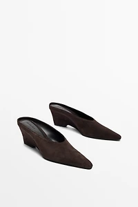 Leather slingback heel shoe