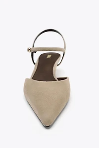 SUEDE KITTEN HEEL SLINGBACKS