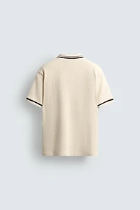 CONTRAST RIBBED POLO SHIRT
