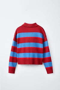 STRIPED KNIT POLO JUMPER