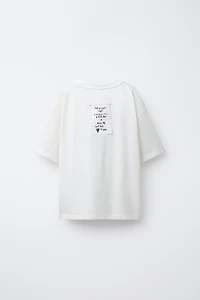 HEARTS EMBROIDERED TEXT T-SHIRT