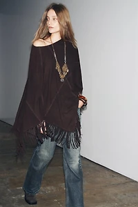 LEATHER FRINGE CAPE