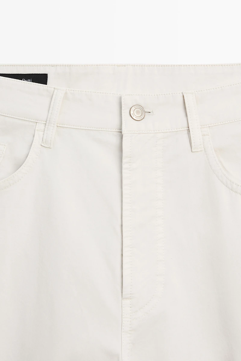 Barrel fit poplin denim-effect pants