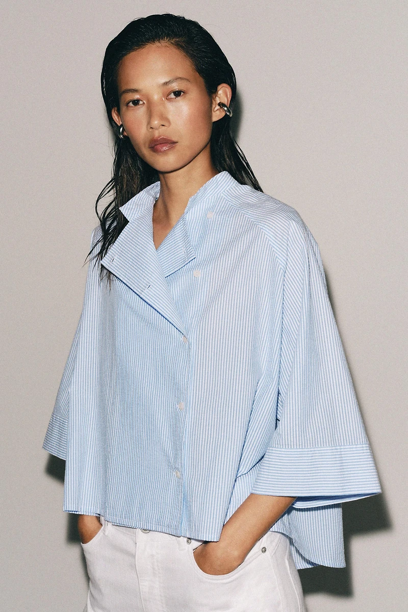 ZW COLLECTION ASYMMETRIC STRIPED SHIRT